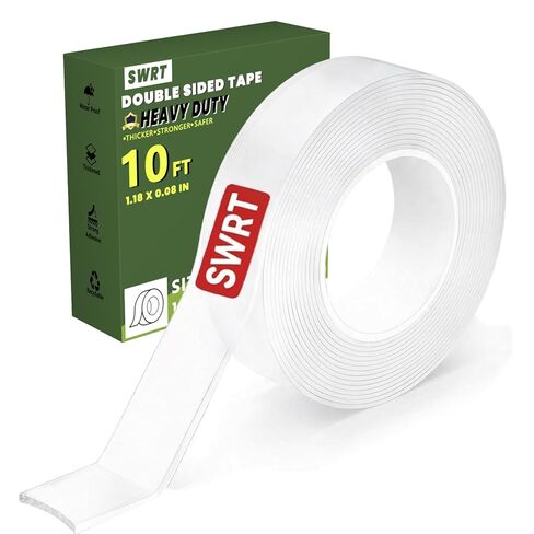 SWRT 1.18 Inch x 10 FT 0.08 Inch Thick Double Sided Heavy Duty Tape, Strong Adhesive Nano Tape, Reusable Mounting Tape, Multipurpose for Home, Office, and DIY Projects in Kuwait