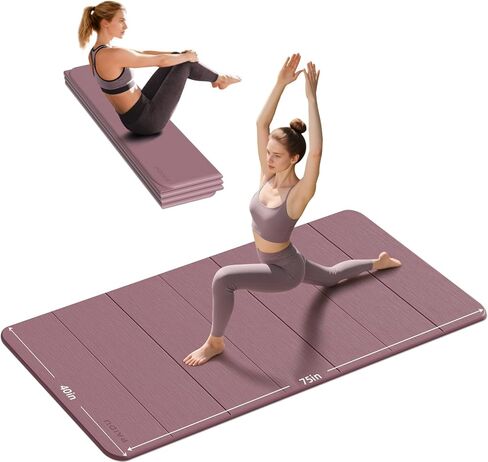 سجادة يوجا قابلة للطي بسُمك - 2/5 بوصة (10 مم) تصميم TPE مانع للانزلاق، قابلة للطي السريع، سهلة التخزين، 75 × 40 طول/عرض إضافي لليوجا في الأماكن المغلقة والبيلاتس وتمارين السفر في الهواء الطلق in Kuwait