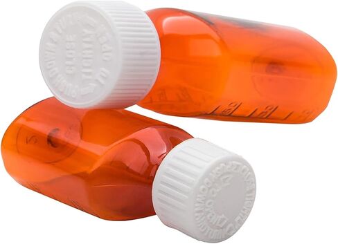 زجاجات عينة بيضاوية من العنبر السائل مع أغطية للدفع والدوران - حاويات أدوية طبية مقاومة للأطفال، قوارير سعة 8 أونصة (50 قيراط) in Kuwait