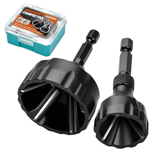 Luckyway 1/8"-1-3/8" Deburring External Chamfer Tool Set 2-Piece, Tungsten Carbide Blade, Deburring Drill Bit, Remove Burr Tools, Repairing Damaged Metal Steel Screws, Bolts and Fasteners in Saudi Arabia