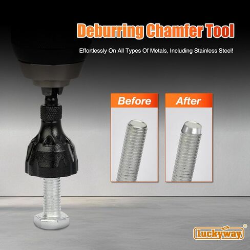 Luckyway 1/8"-1-3/8" Deburring External Chamfer Tool Set 2-Piece, Tungsten Carbide Blade, Deburring Drill Bit, Remove Burr Tools, Repairing Damaged Metal Steel Screws, Bolts and Fasteners in Saudi Arabia