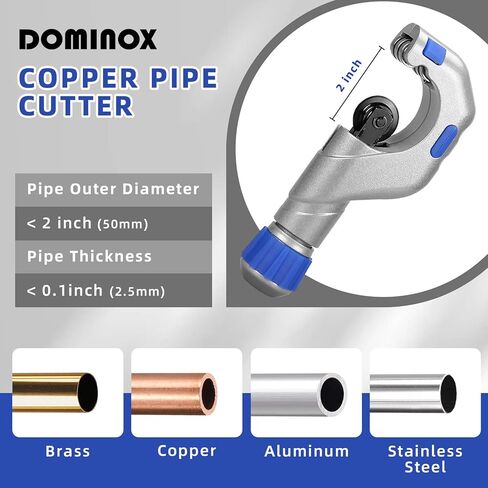 DOMINOX Pipe Cutter Tool Kit 3/16-2 Inch (5-50mm) Outer Diameter, Tubing Cutter with Deburring Tool for for Copper, Brass, Aluminum and Stainless Steel, Tube Cutter Set in Kuwait