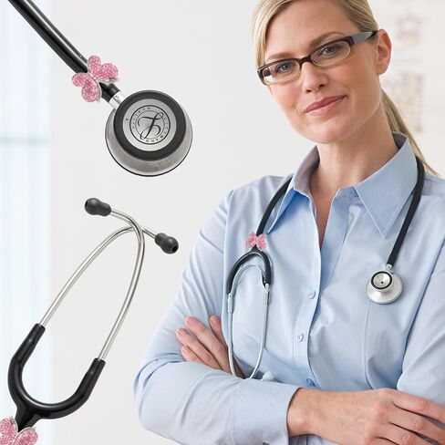 4 Pack Bling Butterfly Stethoscope Charms Diamond Stethoscope Name Tag Charm for Littmann,Nurses,Veterinary(White+Pink+Ab+Black) in Saudi Arabia