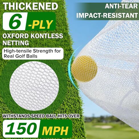 شبكة تقطيع الجولف مع مجموعة بساط ضرب ثلاثي العشب - هدف تدريب قابل للطي، 12 كرة إسفنجية و6 تي شيرت في حقيبة حمل - هدية تدريب دقيقة على الجولف في الأماكن المغلقة وفي الهواء الطلق في الفناء الخلفي ومساعدة للمبتدئين in Kuwait