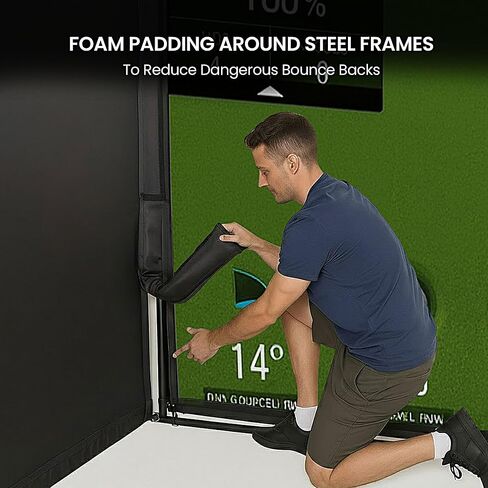 حاوية جهاز محاكاة الجولف للمنزل 10x8 قدم مع شاشة HD Impact Sim وشبكتين عرقوب وحشوة إسفنجية للزاوية للتمرين في المرآب الداخلي in Kuwait