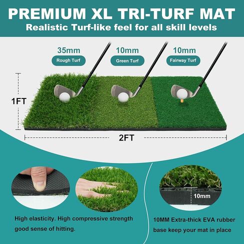 Golf Net, 10x7 Ft Golf Hitting Net with Tri-Turf Mat, Multi-Target Golf Practice Net for Outdoor/Indoor Chipping & Driving, Ideal Gift for Men/Dad/Husband/Golfers in Kuwait