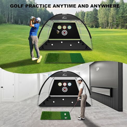 Golf Net, 10x7 Ft Golf Hitting Net with Tri-Turf Mat, Multi-Target Golf Practice Net for Outdoor/Indoor Chipping & Driving, Ideal Gift for Men/Dad/Husband/Golfers in Kuwait