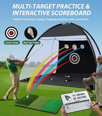 شبكة جولف، أداة مساعدة لضرب الجولف مقاس 10 × 7 أقدام مع بساط ثلاثي العشب قابل للطي، مصممة للاستخدام الخارجي والداخلي، شبكات تدريب للقيادة في الفناء الخلفي للكرات الحقيقية، هدايا مثالية للرجال والأب ولاعبي الغولف in Kuwait