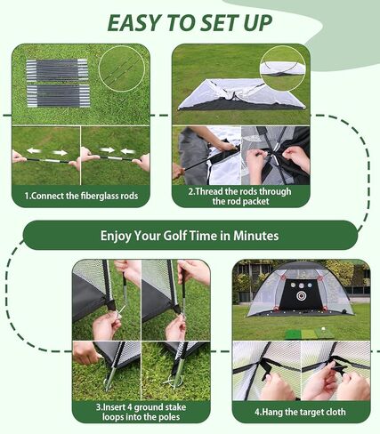 شبكة جولف، أداة مساعدة لضرب الجولف مقاس 10 × 7 أقدام مع بساط ثلاثي العشب قابل للطي، مصممة للاستخدام الخارجي والداخلي، شبكات تدريب للقيادة في الفناء الخلفي للكرات الحقيقية، هدايا مثالية للرجال والأب ولاعبي الغولف in Kuwait