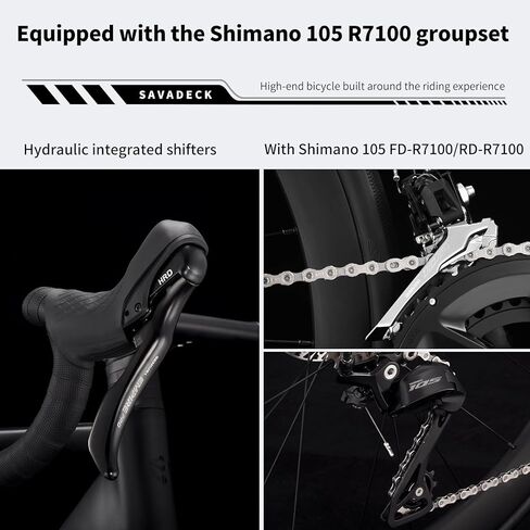 SAVADECK Road Bike with Carbon Front Fork and Wheelset, Aluminum Alloy Frame with Shimano 105 R7100 Groupset, Full Internal Cable Routing, Oil Disc Brake Adult Racing with 24S in Saudi Arabia