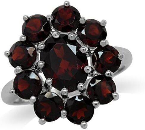 Silvershake Genuine Gemstone White Gold Plated 925 Sterling Silver Flower Cluster Right Hand Ring Jewelry for Women in Kuwait