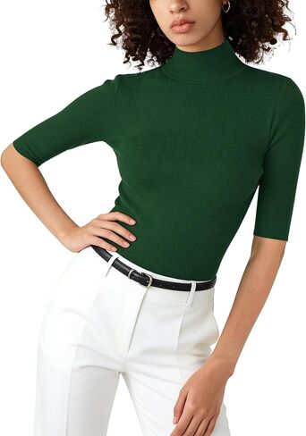 v28 Mock Neck Sweaters for Women Sexy Zip Fall Winter Fitted Cute Knit Sweater in Kuwait