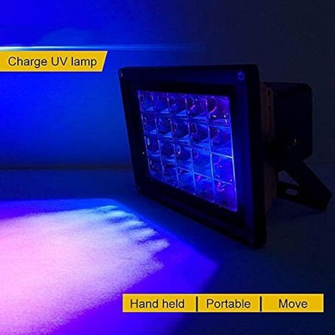 Curing Lamp 365nm 60W AC90-240V 6 Beads LED Charging Lamp Portable Waterproof for Party Supplies Glue Curing Glow Neon Glow in the Dark with AC Plug, Lamp in Saudi Arabia