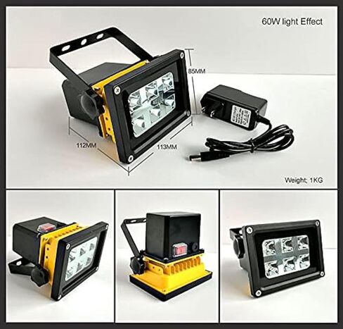Curing Lamp 365nm 60W AC90-240V 6 Beads LED Charging Lamp Portable Waterproof for Party Supplies Glue Curing Glow Neon Glow in the Dark with AC Plug, Lamp in Saudi Arabia