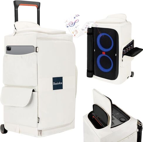 حافظة مكبر صوت متوافقة مع JBL PartyBox 310/320، حقيبة تخزين واقية شديدة التحمل مع جيوب ملحقة، بطانة مبطنة، غطاء مقاوم للغبار والخدش للسفر في الهواء الطلق، أبيض (الجراب فقط) in Kuwait