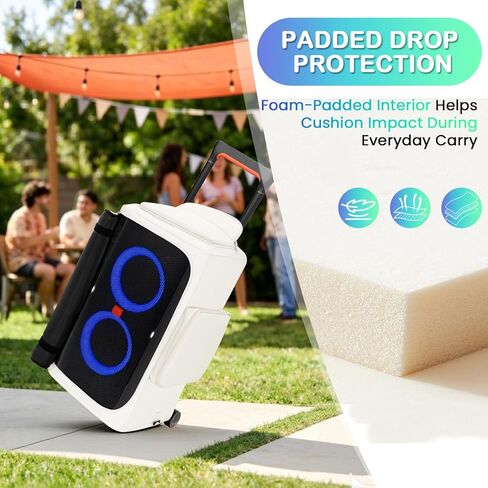حافظة مكبر صوت متوافقة مع JBL PartyBox 310/320، حقيبة تخزين واقية شديدة التحمل مع جيوب ملحقة، بطانة مبطنة، غطاء مقاوم للغبار والخدش للسفر في الهواء الطلق، أبيض (الجراب فقط) in Kuwait