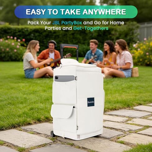 حافظة مكبر صوت متوافقة مع JBL PartyBox 310/320، حقيبة تخزين واقية شديدة التحمل مع جيوب ملحقة، بطانة مبطنة، غطاء مقاوم للغبار والخدش للسفر في الهواء الطلق، أبيض (الجراب فقط) in Kuwait