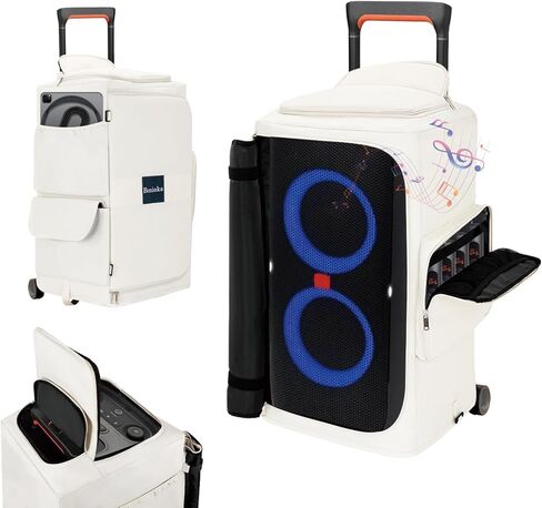 حافظة مكبر صوت متوافقة مع JBL PartyBox 310/320، حقيبة تخزين واقية شديدة التحمل مع جيوب ملحقة، بطانة مبطنة، غطاء مقاوم للغبار والخدش للسفر في الهواء الطلق، أبيض (الجراب فقط) in Kuwait