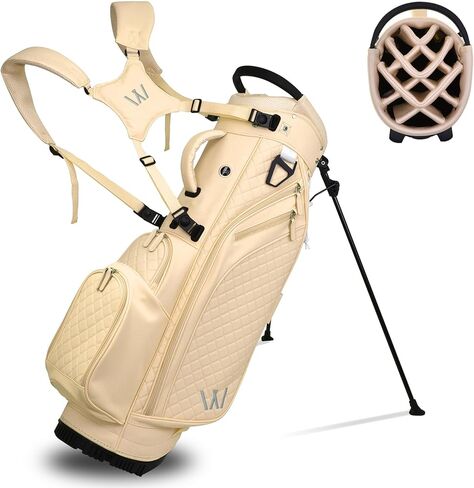 Luxury Womens Golf Bag, PU Leather Golf Stand Bag for Women/Ladies, 14-Way Full-Length Top Dividers, Ultra Lightweight, Large Pockets for Accessories in Saudi Arabia