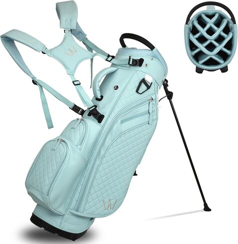 Luxury Womens Golf Bag, PU Leather Golf Stand Bag for Women/Ladies, 14-Way Full-Length Top Dividers, Ultra Lightweight, Large Pockets for Accessories in Saudi Arabia