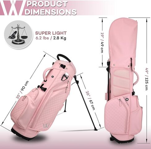Luxury Womens Golf Bag, PU Leather Golf Stand Bag for Women/Ladies, 14-Way Full-Length Top Dividers, Ultra Lightweight, Large Pockets for Accessories in Saudi Arabia