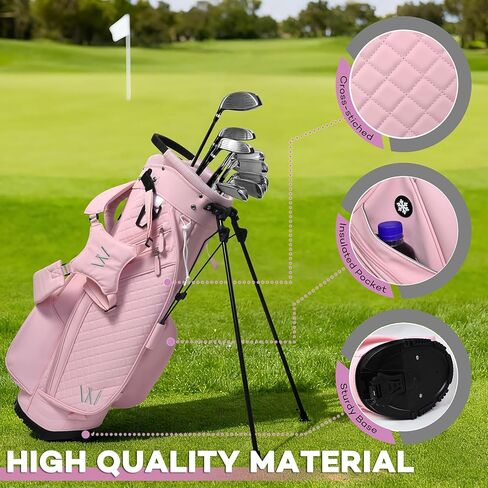 Luxury Womens Golf Bag, PU Leather Golf Stand Bag for Women/Ladies, 14-Way Full-Length Top Dividers, Ultra Lightweight, Large Pockets for Accessories in Saudi Arabia