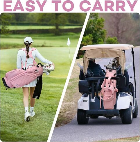Luxury Womens Golf Bag, PU Leather Golf Stand Bag for Women/Ladies, 14-Way Full-Length Top Dividers, Ultra Lightweight, Large Pockets for Accessories in Saudi Arabia