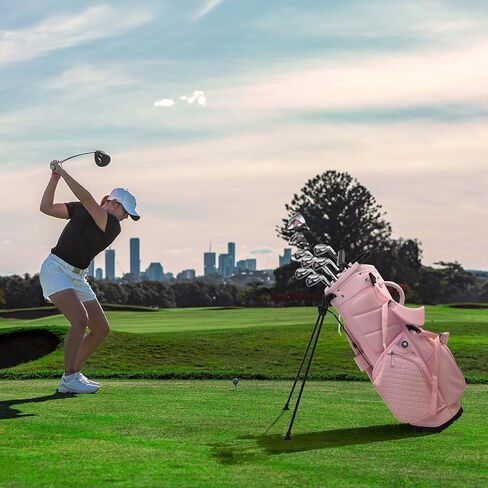 Luxury Womens Golf Bag, PU Leather Golf Stand Bag for Women/Ladies, 14-Way Full-Length Top Dividers, Ultra Lightweight, Large Pockets for Accessories in Saudi Arabia