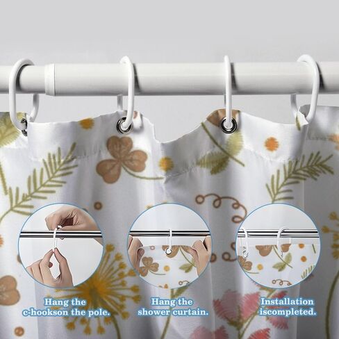 الأزهار البولكا نقطة نمط الحمام دش الستار مع السنانير، الصيف للماء دش الستار الهبي، قابل للغسل النسيج عطلة الستائر بوهو للحمام حمام ديكور 60x72 في in Kuwait