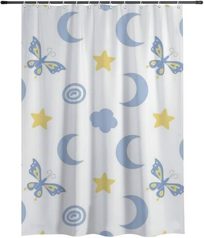 ستارة حمام على شكل نجمة فراشة مع خطافات، ستارة حمام صيفية مقاومة للماء على طراز الفندق، قماش قابل للغسل، ستائر جمالية للعطلات، دش للحمام بوهو ديكور الحمام 68 × 72 بوصة in Kuwait