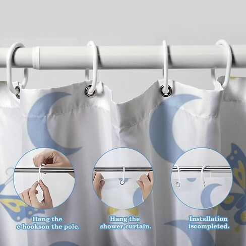 ستارة حمام على شكل نجمة فراشة مع خطافات، ستارة حمام صيفية مقاومة للماء على طراز الفندق، قماش قابل للغسل، ستائر جمالية للعطلات، دش للحمام بوهو ديكور الحمام 68 × 72 بوصة in Kuwait