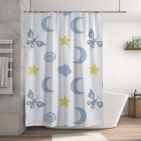 ستارة حمام على شكل نجمة فراشة مع خطافات، ستارة حمام صيفية مقاومة للماء على طراز الفندق، قماش قابل للغسل، ستائر جمالية للعطلات، دش للحمام بوهو ديكور الحمام 68 × 72 بوصة in Kuwait