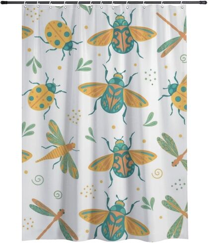 ستارة كشك دش على شكل ورقة شجر مع خطافات، ستارة دش صيفية مقاومة للماء جمالية، ستائر مصممة فاخرة للعطلات من القماش قابلة للغسل لإكسسوارات الحمام Rv Boho مقاس 48 × 72 بوصة in Kuwait