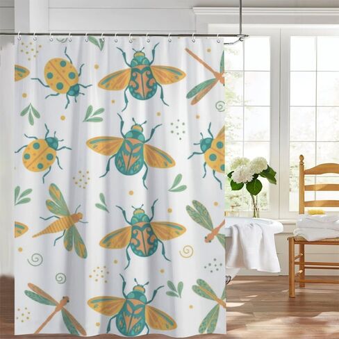 ستارة كشك دش على شكل ورقة شجر مع خطافات، ستارة دش صيفية مقاومة للماء جمالية، ستائر مصممة فاخرة للعطلات من القماش قابلة للغسل لإكسسوارات الحمام Rv Boho مقاس 48 × 72 بوصة in Kuwait