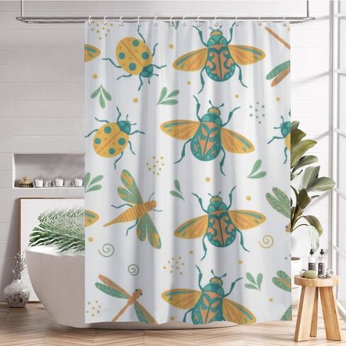 ستارة كشك دش على شكل ورقة شجر مع خطافات، ستارة دش صيفية مقاومة للماء جمالية، ستائر مصممة فاخرة للعطلات من القماش قابلة للغسل لإكسسوارات الحمام Rv Boho مقاس 48 × 72 بوصة in Kuwait