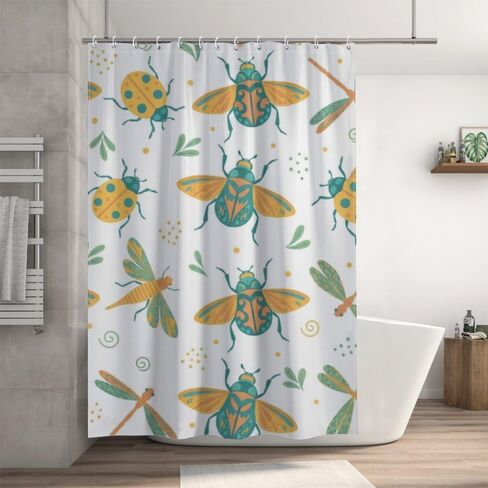 ستارة كشك دش على شكل ورقة شجر مع خطافات، ستارة دش صيفية مقاومة للماء جمالية، ستائر مصممة فاخرة للعطلات من القماش قابلة للغسل لإكسسوارات الحمام Rv Boho مقاس 48 × 72 بوصة in Kuwait