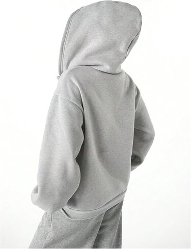 Verdusa Girl's Coquette Bow Zip Up Hoodie Sweatshirts Drop Shoulder Athletic Jacket with Pockets Grey 12 Years in Saudi Arabia