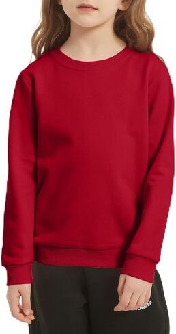 سويت شيرت قطني للأطفال الصغار بأكمام طويلة ورقبة دائرية ورقيقة وخفيفة الوزن للأولاد والبنات in Kuwait