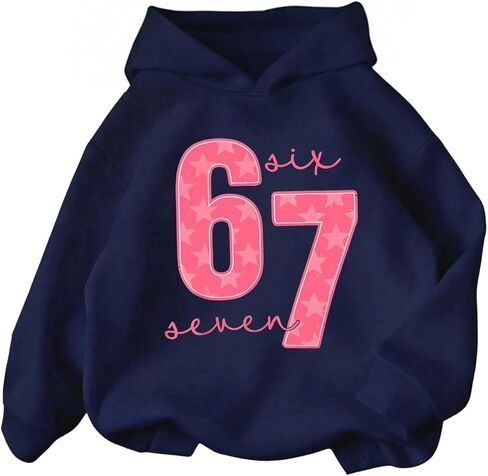 Girl's Number Graphic Hoodies Drop Shoulder Long Sleeve Pullover Sweatshirts Fall Cute Tops in Saudi Arabia