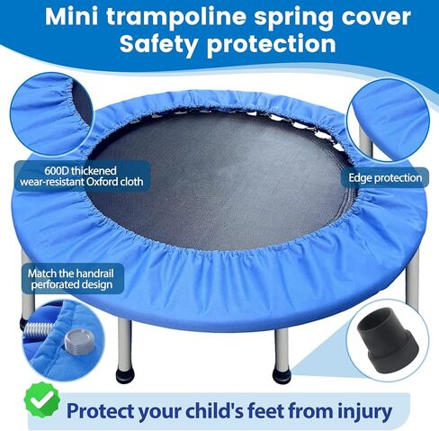 Mini Trampoline Spring Cover 36 Inch, Replacement Safety Pad with 6 Trampoline Leg Caps, 600D Thickened Oxford Cloth + Sponge + PE, Tear-Resistant Round Trampoline Cover (Cover Only) in Kuwait
