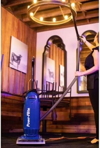 Powr-Flite Solar Reach Bagged Commercial Vacuum Cleaner, PV090-W12-U Model - Bagged Upright Vacuum Cleaner with HEPA Filter - Lightweight and 5-Level Manual Height Adjustment, 12- Foot Reach in Kuwait