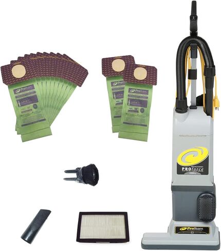 ProTeam ProForce 1500XP Bagged Upright Vacuum Cleaner with HEPA Media Filtration and 12 Extra Filter Bags, Commercial Upright Vacuum with On-Board Tools, Corded in Saudi Arabia