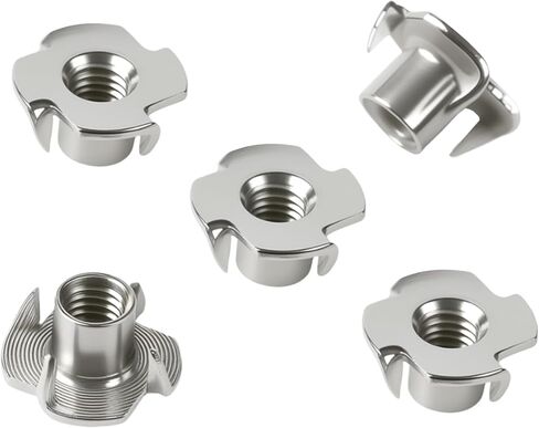 5/16 "-18 T-Nut، الفولاذ المقاوم للصدأ 4-Prong Tee Nut للخشب، الخزانات، حوامل تسلق الصخور، إدراج ملولب، أثاث 25 قطعة in Kuwait