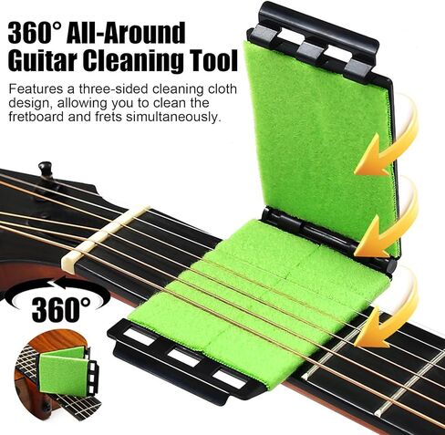 Fret Floss, Guitar String Cleaner, Portable Guitar Cleaning Cloth Scrubber for Fretboard and Fingerboard Maintenance Reusable Cleaning Tool for Guitar Bass Ukulele in Kuwait