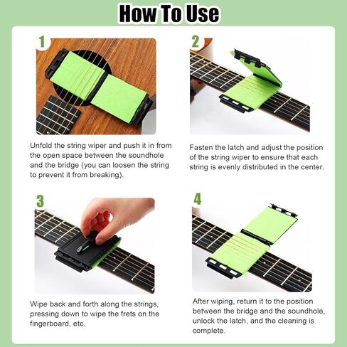 Fret Floss, Guitar String Cleaner, Portable Guitar Cleaning Cloth Scrubber for Fretboard and Fingerboard Maintenance Reusable Cleaning Tool for Guitar Bass Ukulele in Kuwait