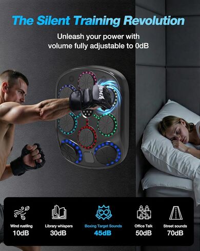 آلة ملاكمة موسيقية للبالغين والأطفال، هدف ملاكمة ذكي مثبت على الحائط بتقنية البلوتوث مع تعليقات LED وقفازات ملاكمة، حقيبة ملاكمة إلكترونية لصالة الألعاب الرياضية المنزلية للتمرينات الداخلية in Kuwait