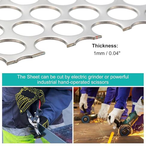 304 Stainless Steel Perforated Sheet - 13.7"x17.7" Corrosion Resistant Perforated Metal Plate 0.03" (0.8mm) Thick, Ideal for Ventilation, Filtration, Industrial & DIY Projects(Circular) in Saudi Arabia