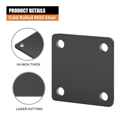 1/4 Square Steel Plate Base 3x3 for Tile, Hot Rolled Weldable A36 Flat Metal Plate Sheet 3 inch with Holes 2 Pack in Saudi Arabia