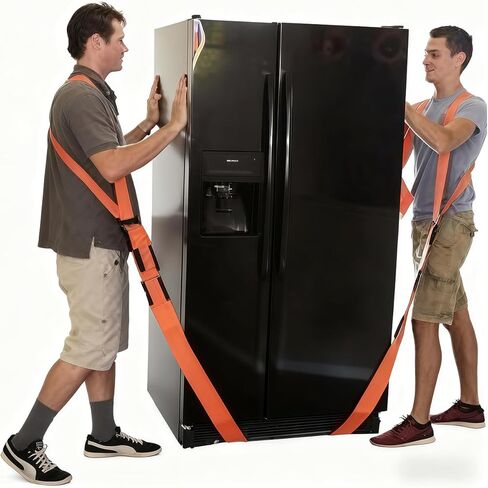 QISHENG - Adjutable Lifting Straps for 2 Movers - Move Furniture Easily and Safely - Perfect for Lifting and Moving Heavy Objects, Orange in Kuwait