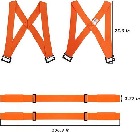 QISHENG - Adjutable Lifting Straps for 2 Movers - Move Furniture Easily and Safely - Perfect for Lifting and Moving Heavy Objects, Orange in Kuwait